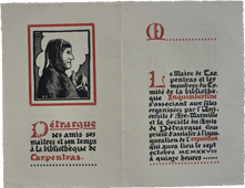 Invito ad una mostra petrarchesca nella biblioteca di Carpentras