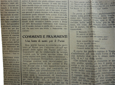 Ritaglio di giornale con articolo del Foresti sulle critiche all'edizione Reina delle opere del Parini