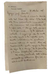 Lettera della Biblioteca nazionale centrale di Firenze con riscontro delle Rime nel codice Palatino